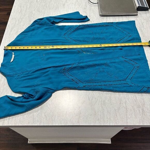 Soft Surroundings Women’s Blue Embroidered Open Front Duster Cardigan Size S - Picture 14 of 16